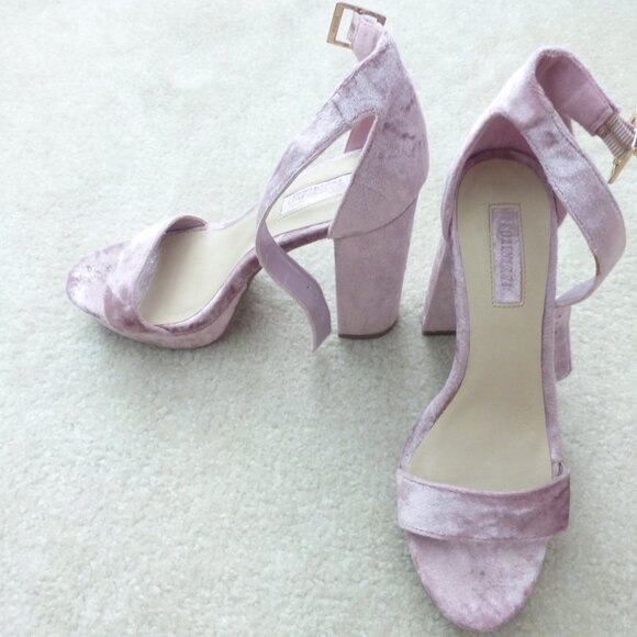 FOREVER 21 light lilac velvet chunky platform heels - Picture 3 of 11